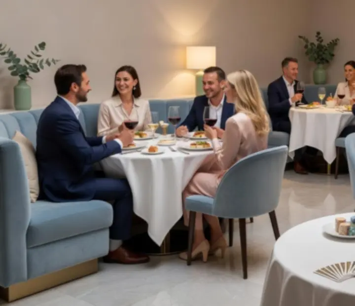 Eleganckie wnętrze restauracji Polnovarix podczas wieczoru kasyno