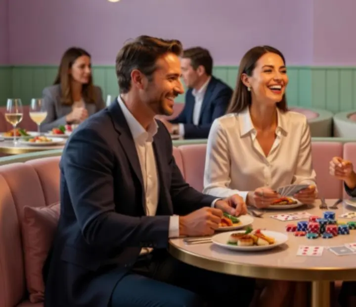 Goście restauracji Polnovarix podczas rekreacyjnego wieczoru pokerowego
